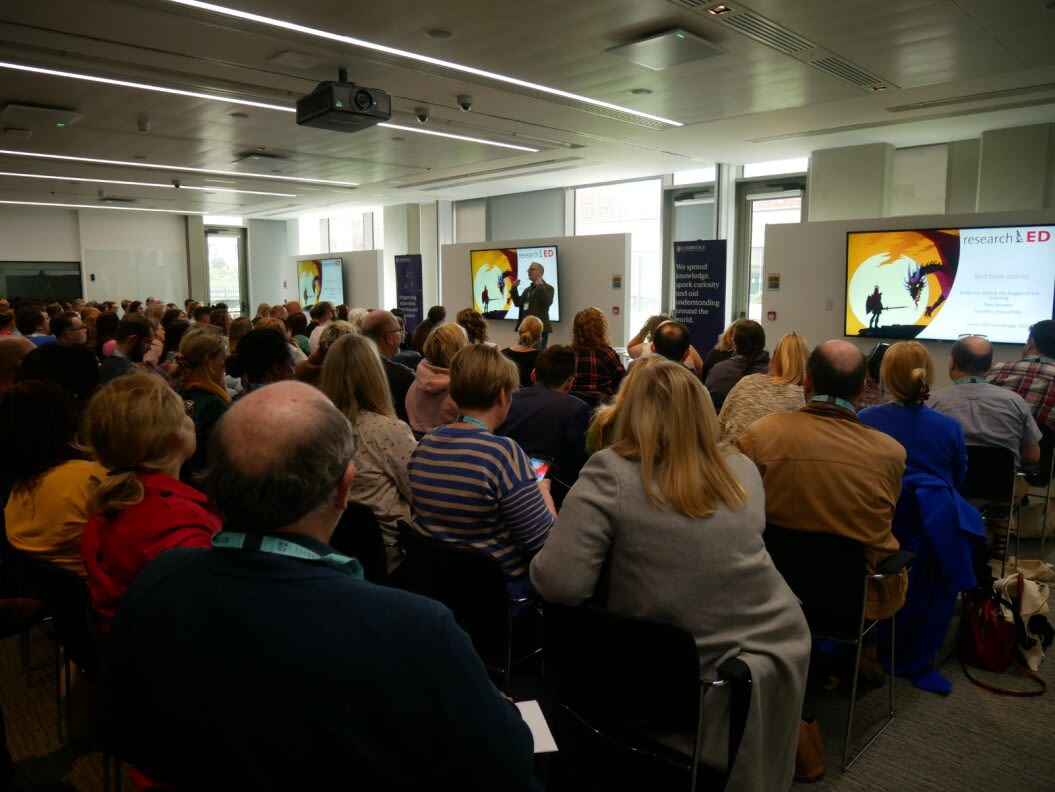 Tom Bennett, founder and director of researchED, speaking at the event