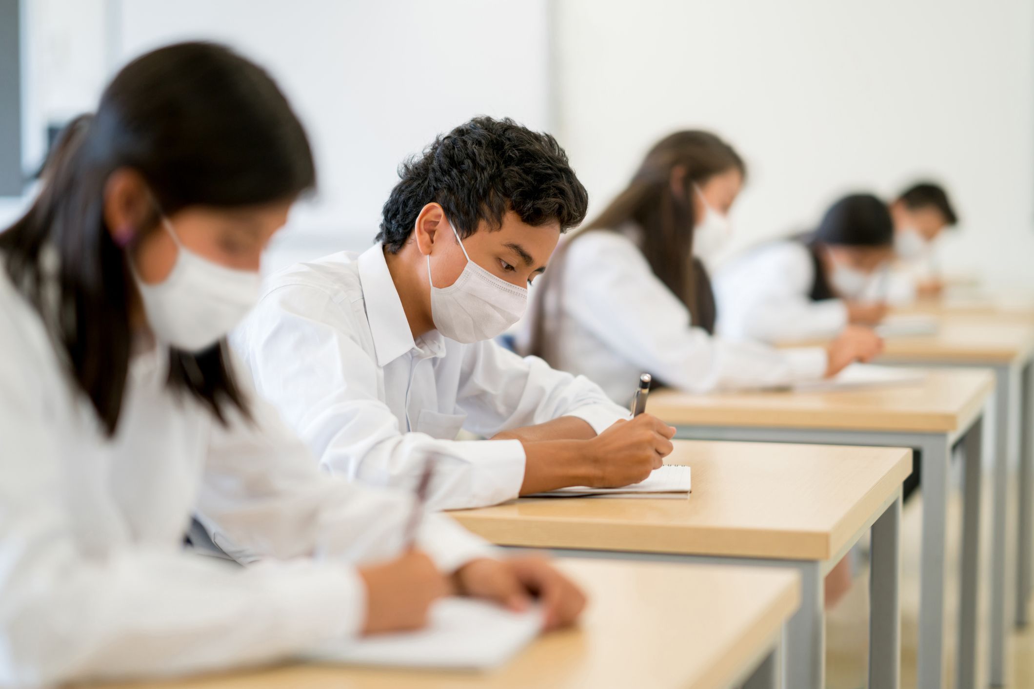 students in class during covid 