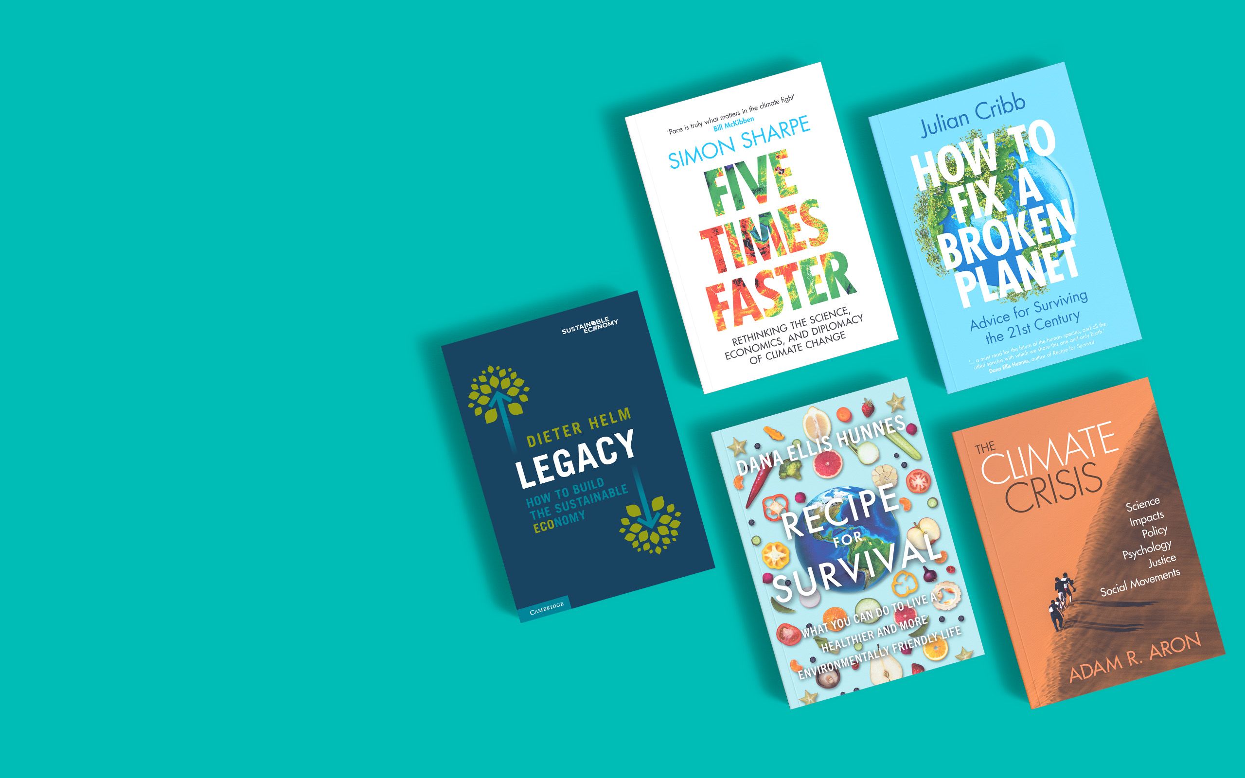 Book covers of 5 climate books to read for COP28